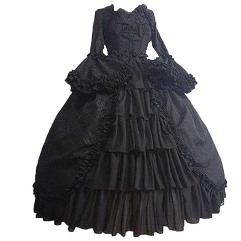 Elegant Medieval Retro Gothiced Court Lolita Dress Ball Dress Square Neck Tight Waist Bowknot Women Costume Vestido Dress GONZALES ONLINE SHOP
