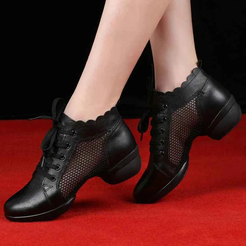Shoes For Women Fitness Dance Shoes Modern Major Women Shoes Hollow Breathable Jazz Leather Dancing Shoes Sneakers