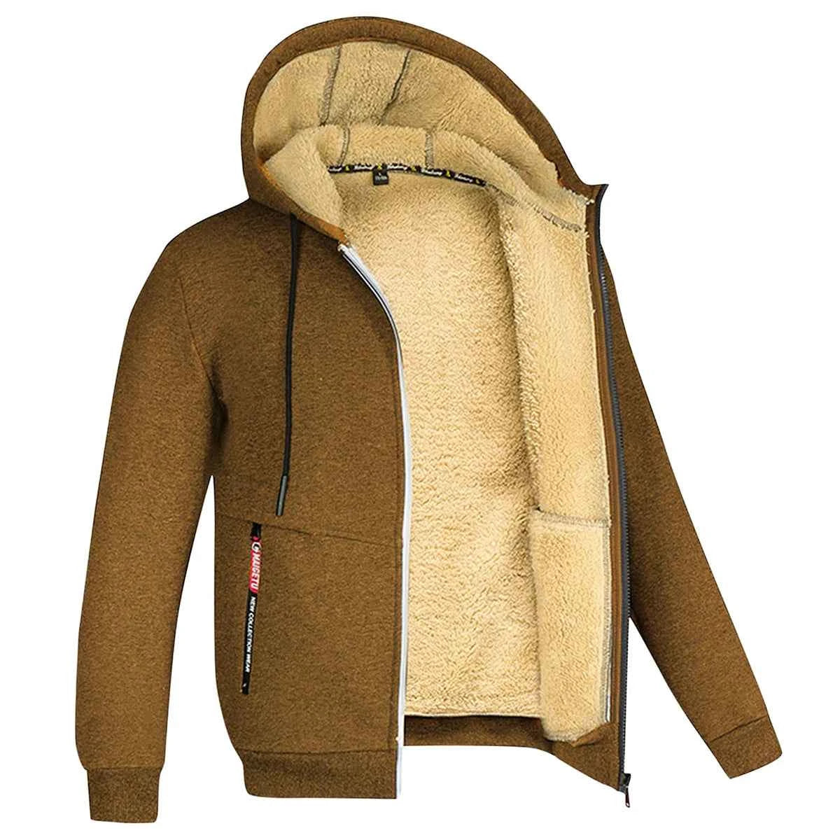 Men's Jacket Winter Camouflage Fleece Thicken Hooded Jackets Male Long Sleeve Coat Casual Zip Up Hoodies Streetwear Men's Coats
