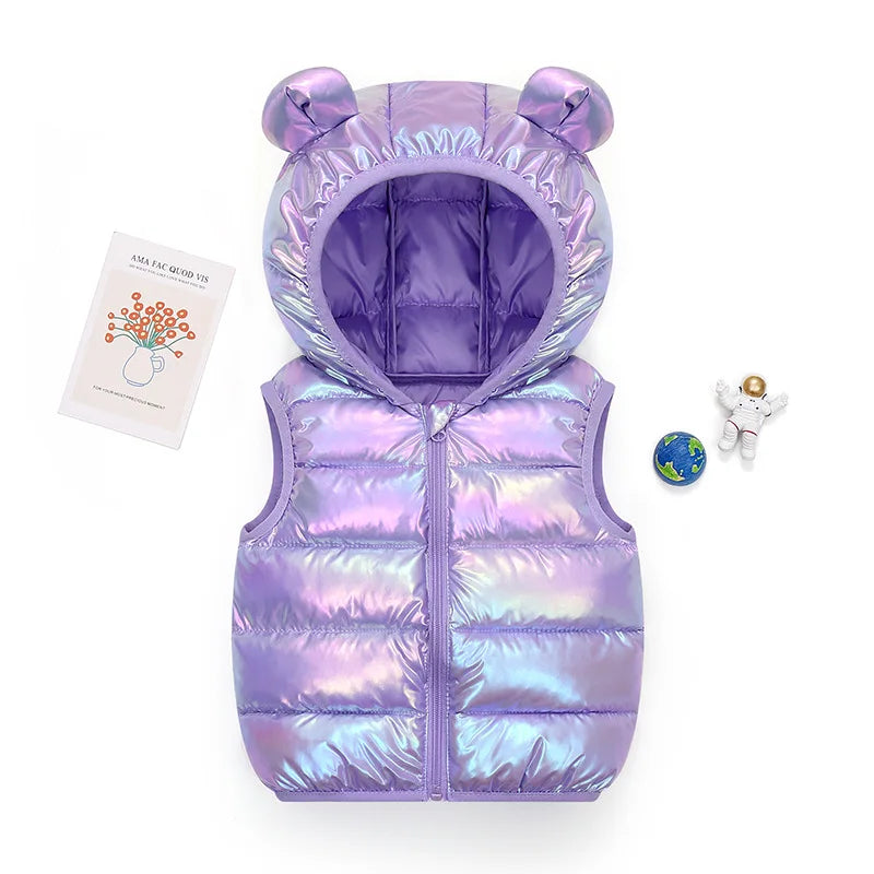 Vest 1-7 Year Old Girls'and Boy' Winter Fashion Down  Hooded Warm Casual large pocket Sleeveless Jacket New Kids Garments GONZALES ONLINE SHOP