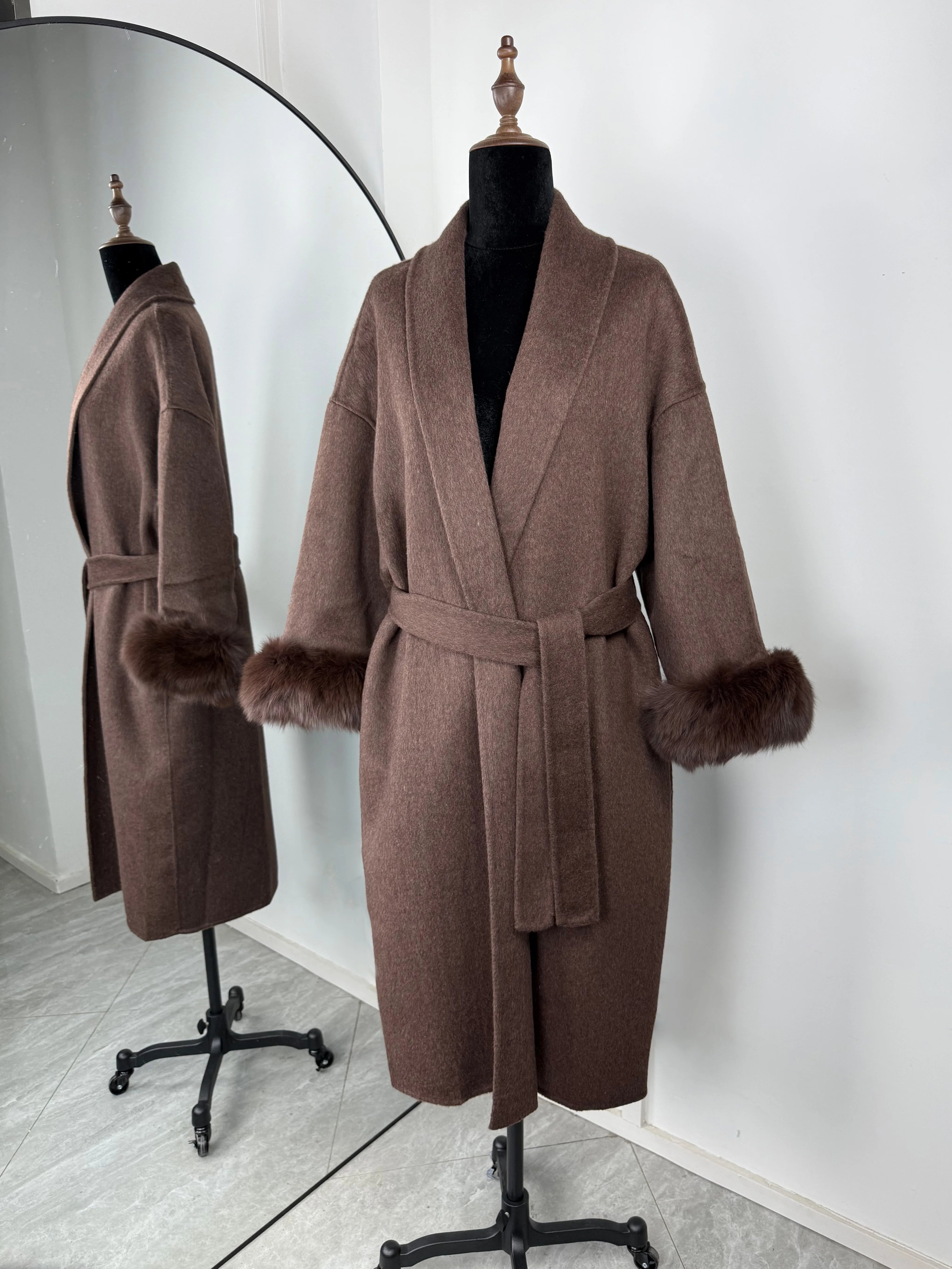 TARUXY Fox Fur Woolen Coats Women's Short Coat Office Lady Removable Elegant Double-sided Wool Overcoat 2025 New Cardigan Jacket GONZALES ONLINE SHOP