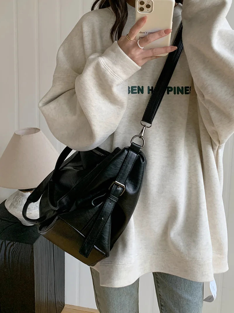 Fashion Tote Bag Leather Women Bag Simplicity Handbag Solid Vintage Shoulder Messenger Bag for Ladies GONZALES ONLINE SHOP