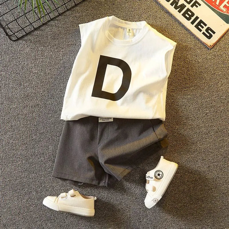 kids Sleeveless clothes sets for boys 0-5years wear Two-piece sets cotton baby boys clothing suits fashion GONZALES ONLINE SHOP