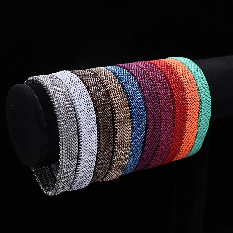 Soft Stainless Steel Jewelry Elastic Spring Wrist Band Stretch Mesh Bracelets Unique Colorful Bangles GONZALES ONLINE SHOP