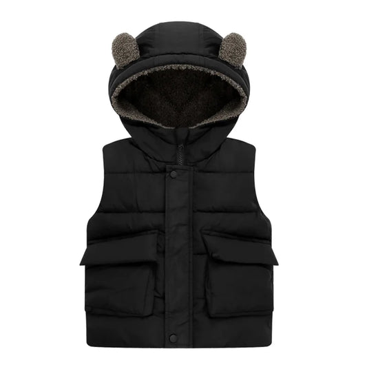 Vest 1-7 Year Old Girls'and Boy' Winter Fashion Down  Hooded Warm Casual large pocket Sleeveless Jacket New Kids Garments GONZALES ONLINE SHOP