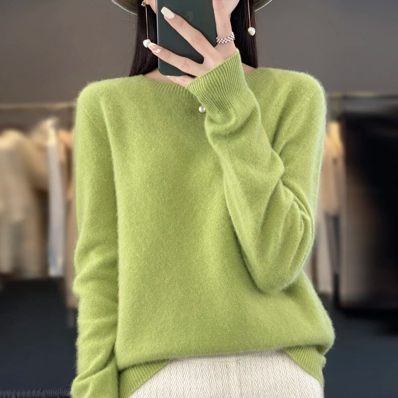 New cashmere sweater women's sweater in autumn and winter 100% merino wool fashion O-neck autumn warm pullover top GONZALES ONLINE SHOP