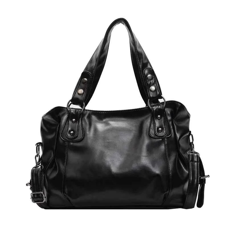 Retro Brand Roomy Shoulder Bag Female Luxury Solid Color Classic Crossbody Bag Large Capacity Style Soft PU Leather Tote Bag