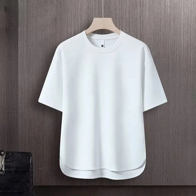 Summer Short-sleeved T-shirt Loose Drawstring Casual Suit Solid Color Men's T-shirt Drawstring Shorts Lazy Trend GONZALES ONLINE SHOP