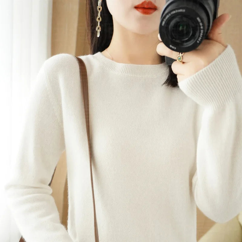 Autumn And Winter Cashmere Sweater Women's Crew Neck Pullover Casual Knitted Top Women's Short Undercoat Fashion 18 Colors GONZALES ONLINE SHOP