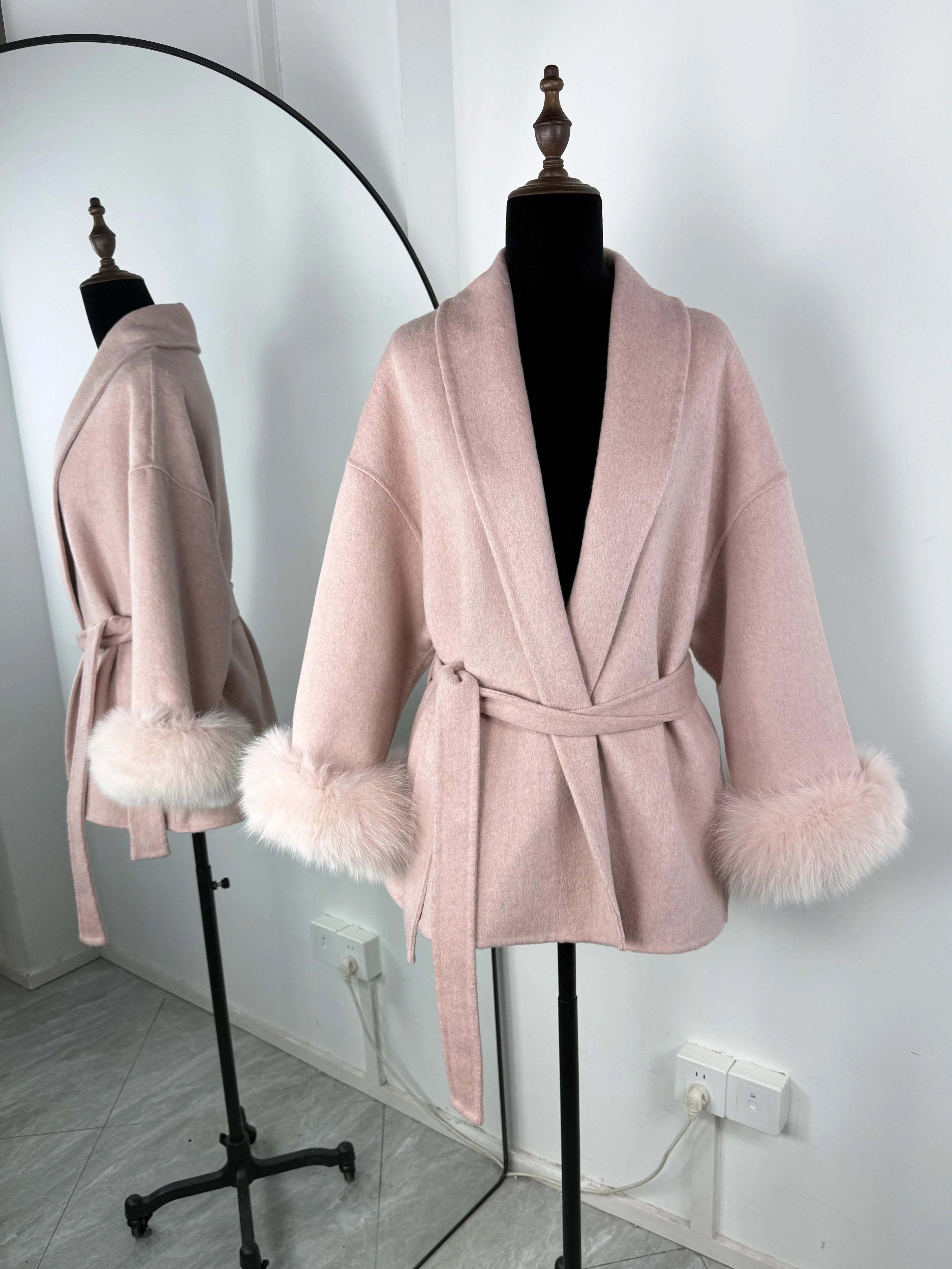 TARUXY Fox Fur Woolen Coats Women's Short Coat Office Lady Removable Elegant Double-sided Wool Overcoat 2025 New Cardigan Jacket GONZALES ONLINE SHOP