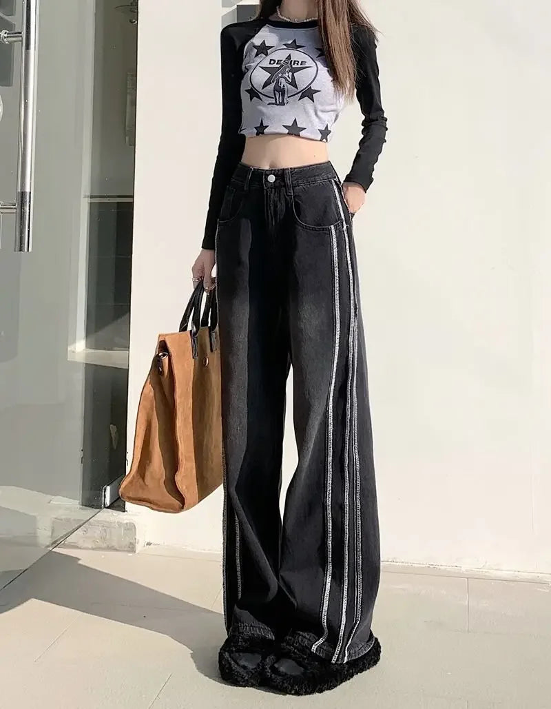 High Waist Shot Trousers Straight Leg Black Pants for Women Cool Fitted Unique 2025 Womens Jeans Korean Style Emo Hippie Cheap R GONZALES ONLINE SHOP