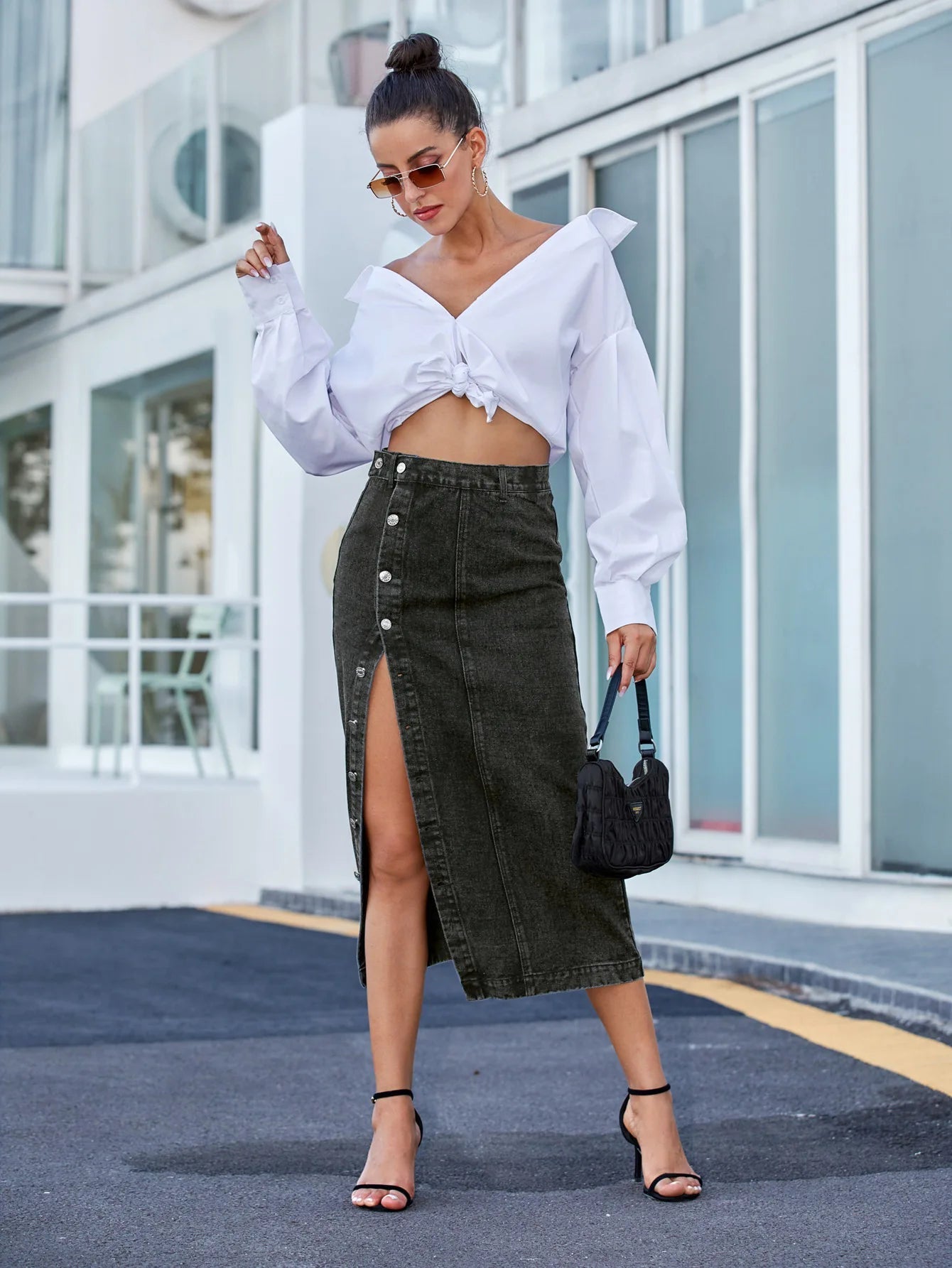Casual High Quality Maxi Denim Skirts For Women Summer 2024 Fashion Black Jeans Dress Long Y2k Skirt Denim GONZALES ONLINE SHOP