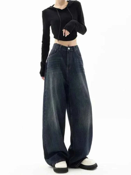 Vintage Baggy High Waist Jeans Women Y2K Wide Leg Oversized Harajuku Popular Fashion Autumn Streetwear Men Jeans Pants
