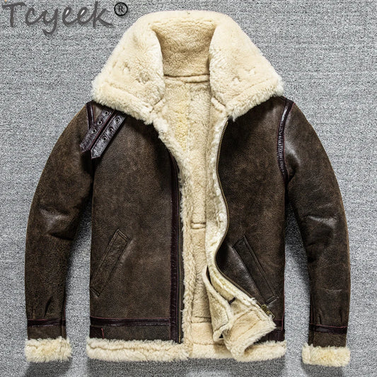 Tcyeek 100% natural genuine male fur jacket.Men winter warm thick wool coat.quality B3 shearling cloth.Plus size Peles GONZALES ONLINE SHOP