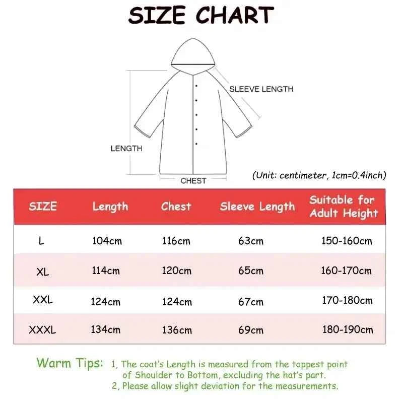 Imperméable Long Unisexe Adulte – Manteau de Pluie Épais à Capuche pour Randonnée & Plein Air