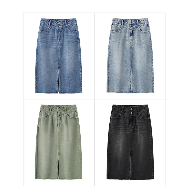 Semir Denim Skirt Women High-waisted Slit 2024 New Spring Straight Skirt GONZALES ONLINE SHOP