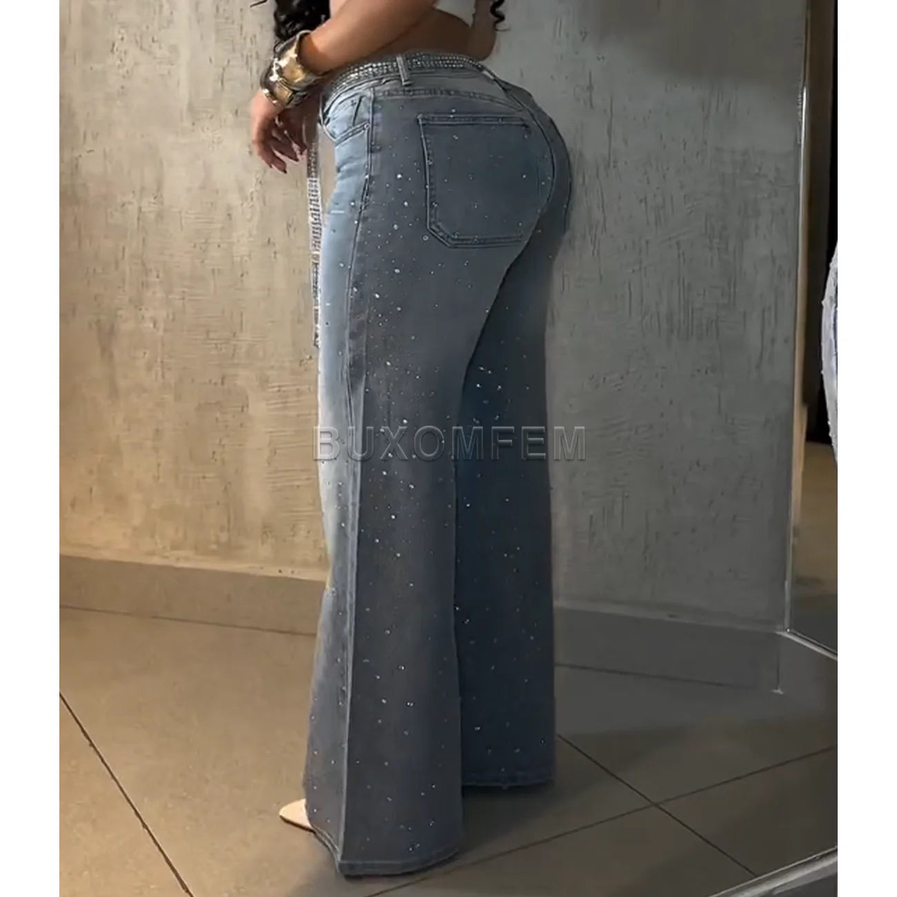 Women's Drilled Straight Leg Jeans Pants 2025 Stylish Baggy Pants Y2k Streetwear Outfit Wide Leg Loose Jeans Ladies Bottoms GONZALES ONLINE SHOP