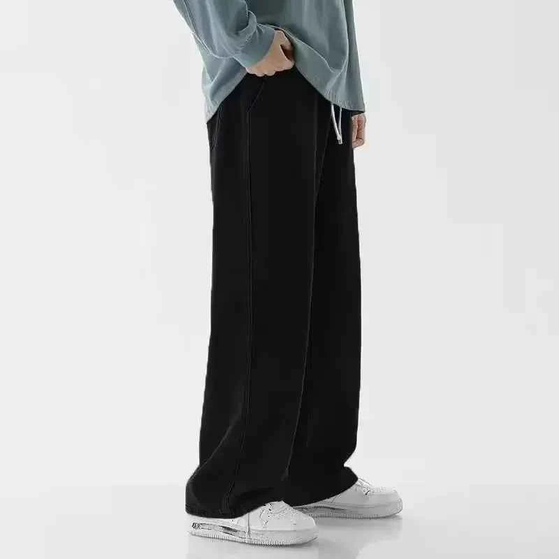 2025 New Streetwear Loose Jeans Men Korean Style Fashion Loose Straight Wide Leg Pants Men's Brand Clothing Black Light Blue