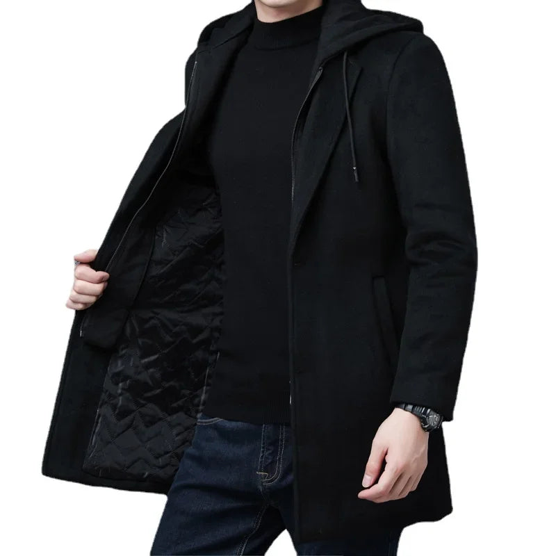 2023 Men's Clothing Fashion Trench Coat Thicken Men's Woolen Jacket Mid-length Coat Winter Warm Overcoat Male Clothes S-5XL GONZALES ONLINE SHOP