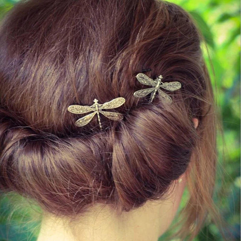 New Hairpin Hair Sticks Dragonfly ShapeTrendy Vintage Metal Hair Accessories Headwear Hairstyle for Women Jewelry H049 GONZALES ONLINE SHOP