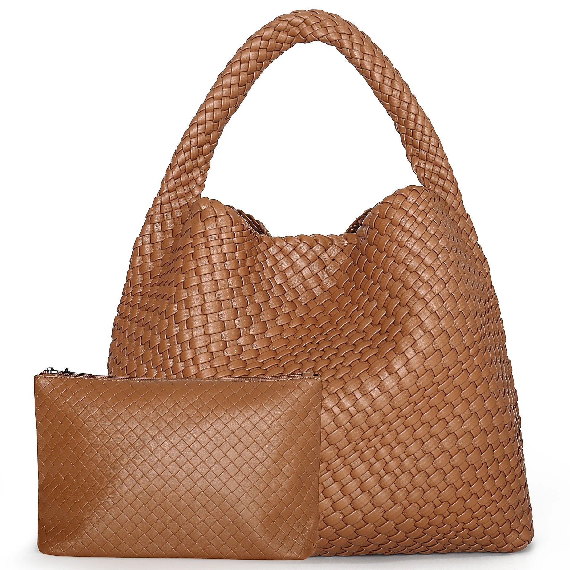 Woven Tote Bag for Women Large Woven Handbag Soft Leather Shoulder Bag Work Shopper Summer Beach Travel Tote Bag with Purse GONZALES ONLINE SHOP