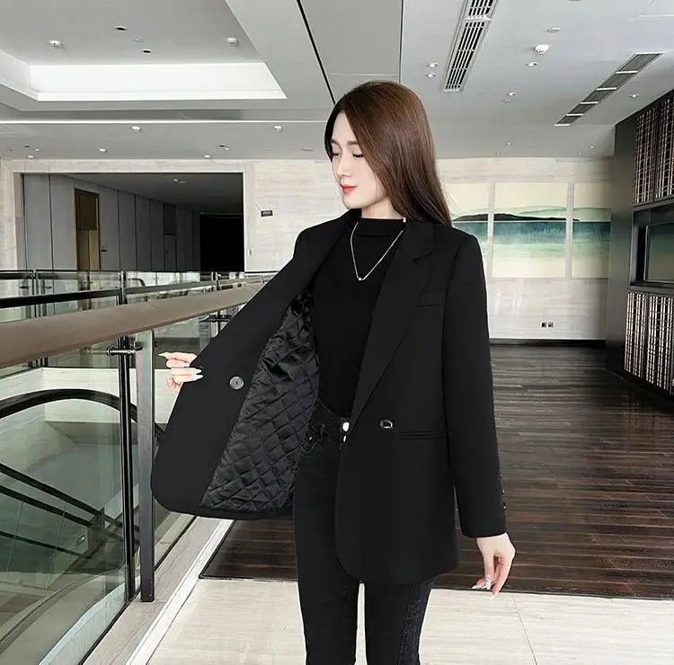 2024 Womens Blazers Autumn Winter Warm Blazer Suits Elegance Slim Suit Coat Office Lady Chic Blazers Jacket Ladies Outwear Tops GONZALES ONLINE SHOP