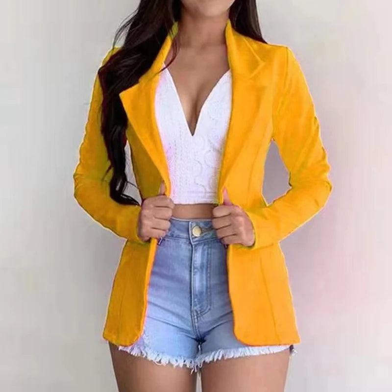 Women's Blazer 2024 Formal Blazer Women's Office Work Set Pocket Jacket Coat Loose women's wear GONZALES ONLINE SHOP