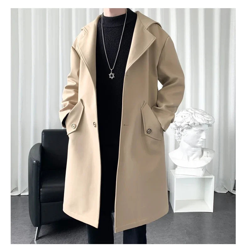 Long Mens Trench Coat British Style Overcoat Outwear Windbreakers S-3XL GONZALES ONLINE SHOP