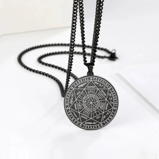 Teamer Seven Archangels Charm Necklaces Men Women Seal of Solomon Pendant Supernatural Protection Amulet Magic Talisman Jewelry GONZALES ONLINE SHOP