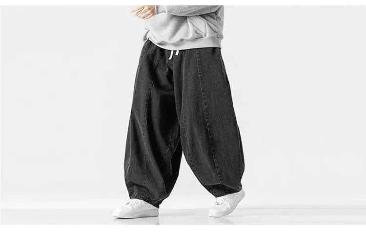 Men Harajuku Wide-leg Jeans Men Oversized Fashion Loose Cargo Denim Pants Male High Street Baggy Trousers Hip Hop Streetwear