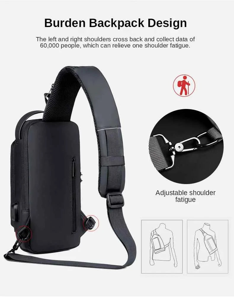 New Brand Designer Men Crossbody Bag PU Leather Classic Anti-Theft Shoulder Bag Chest Bag Multifunctional for Men