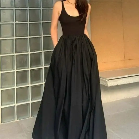 Maxi Dress Women Black Off Shoulder Elegant Summer Beach Style Sleeveless Streetwear Simple Holiday Lady Aesthetic Clothing 2023 GONZALES ONLINE SHOP