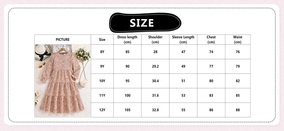 Children's Dress For Girls 8-12 Years O-neck Long-sleeved Dress Comfort Style GONZALES ONLINE SHOP