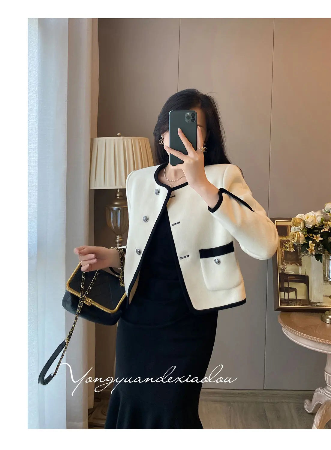 2024 Autumn New Women's Clothing Matching Sets French Graceful Slim Coat Black Mermaid Dress Suit Lady Jacket Dresses Outfits GONZALES ONLINE SHOP