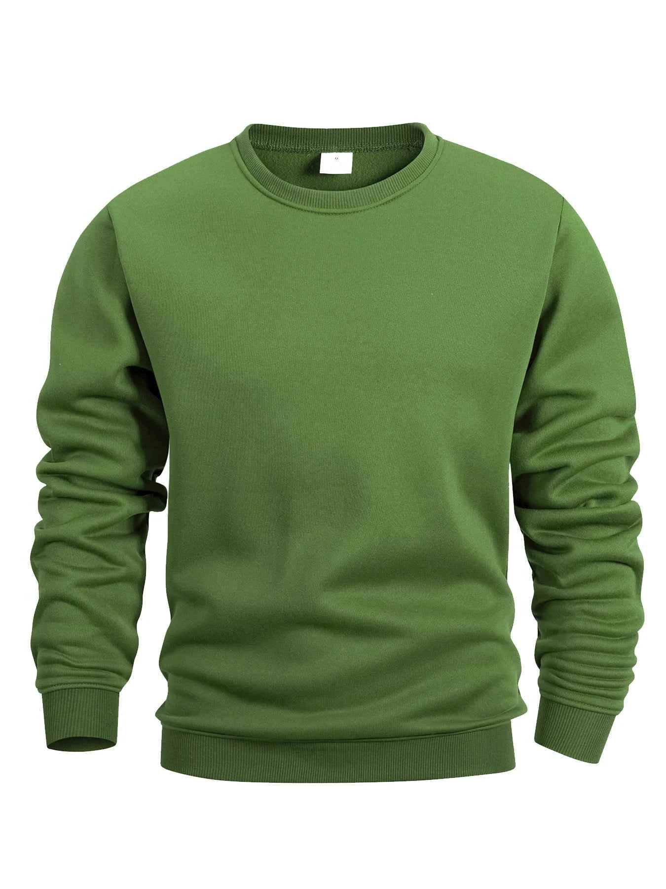 Men's Crew Neck Sweatshirts Solid Color Sweatwear Spring Outdoor Casual Daily Long Sleeve Pullover Hoodie Man Sportswear