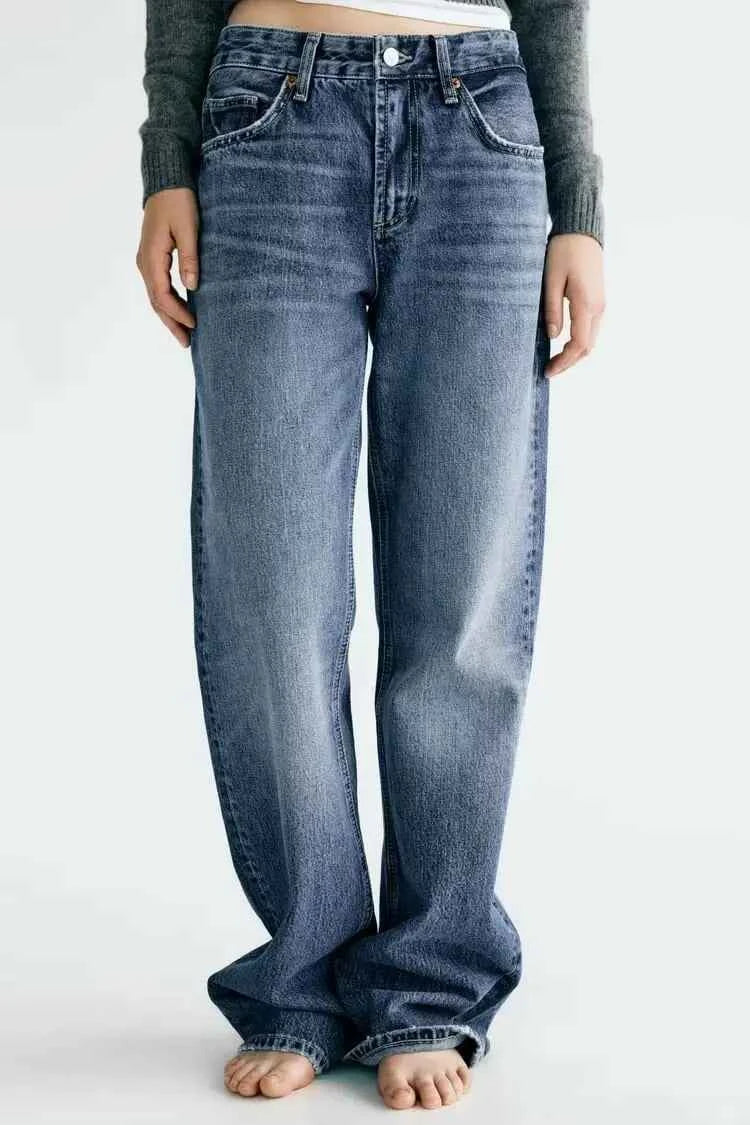Z1975 straight height waist long jeans 2025 ETJ Autumn/Winter New Wash Product y2k Classic  Jeans for women
