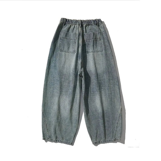 Fashion Denim Wide Leg Pants Men Loose Hip Hop Casual Jeans Streetwear Fashion Elastic Waist Casual Denim Trousers Plus Size 5XL GONZALES ONLINE SHOP