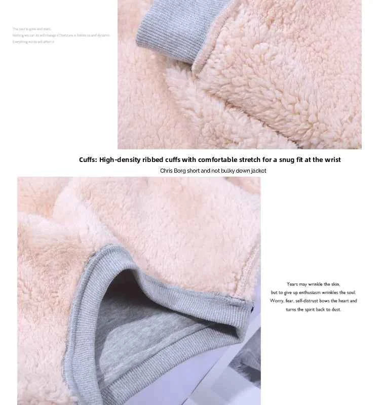 Lamb Velvet Hoodie Men's Thickened Fleece round Neck Casual Versatile Teenage Warm Top Lamb Velvet Jacket Winter Fashion