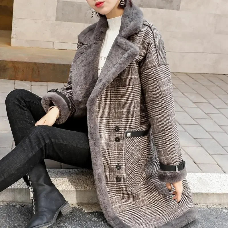 Coat Loose Women Woolen s Elegant Female Korean Chic Casual Long Fashion Warm Overcoat GONZALES ONLINE SHOP