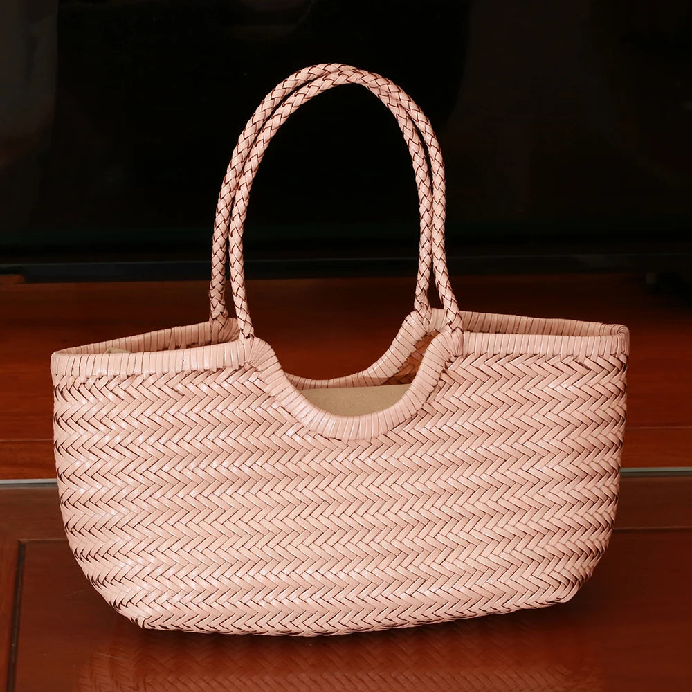 Handbags Women's Genuine Leather Shoulder Bag Weaving Casual Shopping Bag Vintage Big Tote Purse Cowhide Cross Hand Bags Lady GONZALES ONLINE SHOP