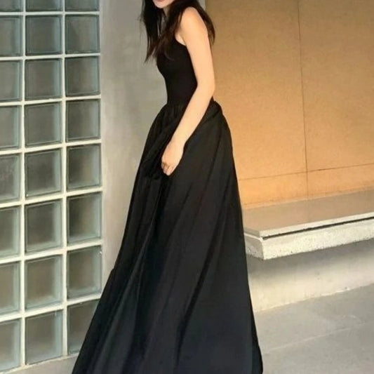 Maxi Dress Women Black Off Shoulder Elegant Summer Beach Style Sleeveless Streetwear Simple Holiday Lady Aesthetic Clothing 2023 GONZALES ONLINE SHOP