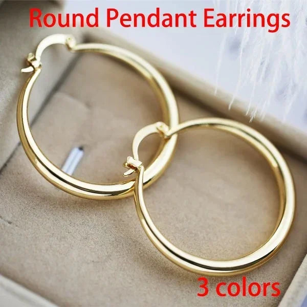 Delysia King Women Trendy Simplicity Alloy Round Birthday Party Hoop Earrings Smooth Surface Banquet Grace Jewellery GONZALES ONLINE SHOP