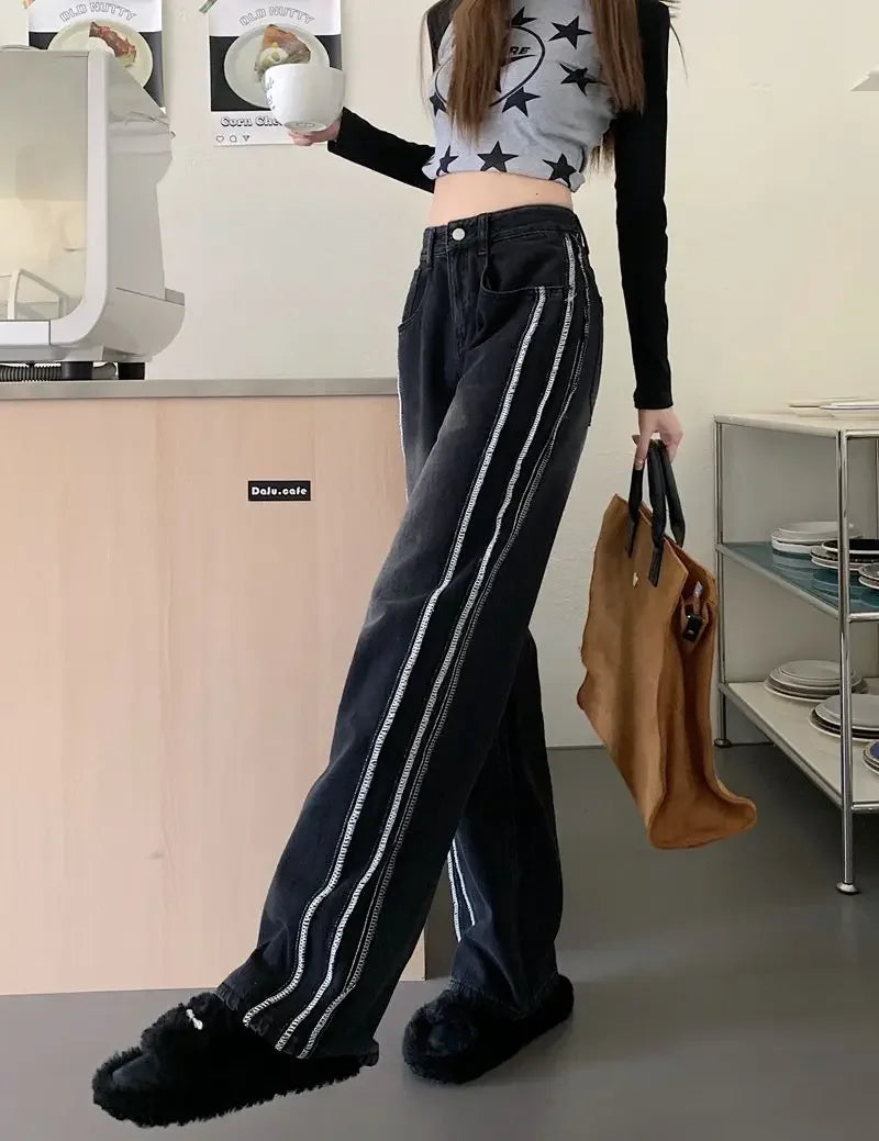 High Waist Shot Trousers Straight Leg Black Pants for Women Cool Fitted Unique 2025 Womens Jeans Korean Style Emo Hippie Cheap R GONZALES ONLINE SHOP