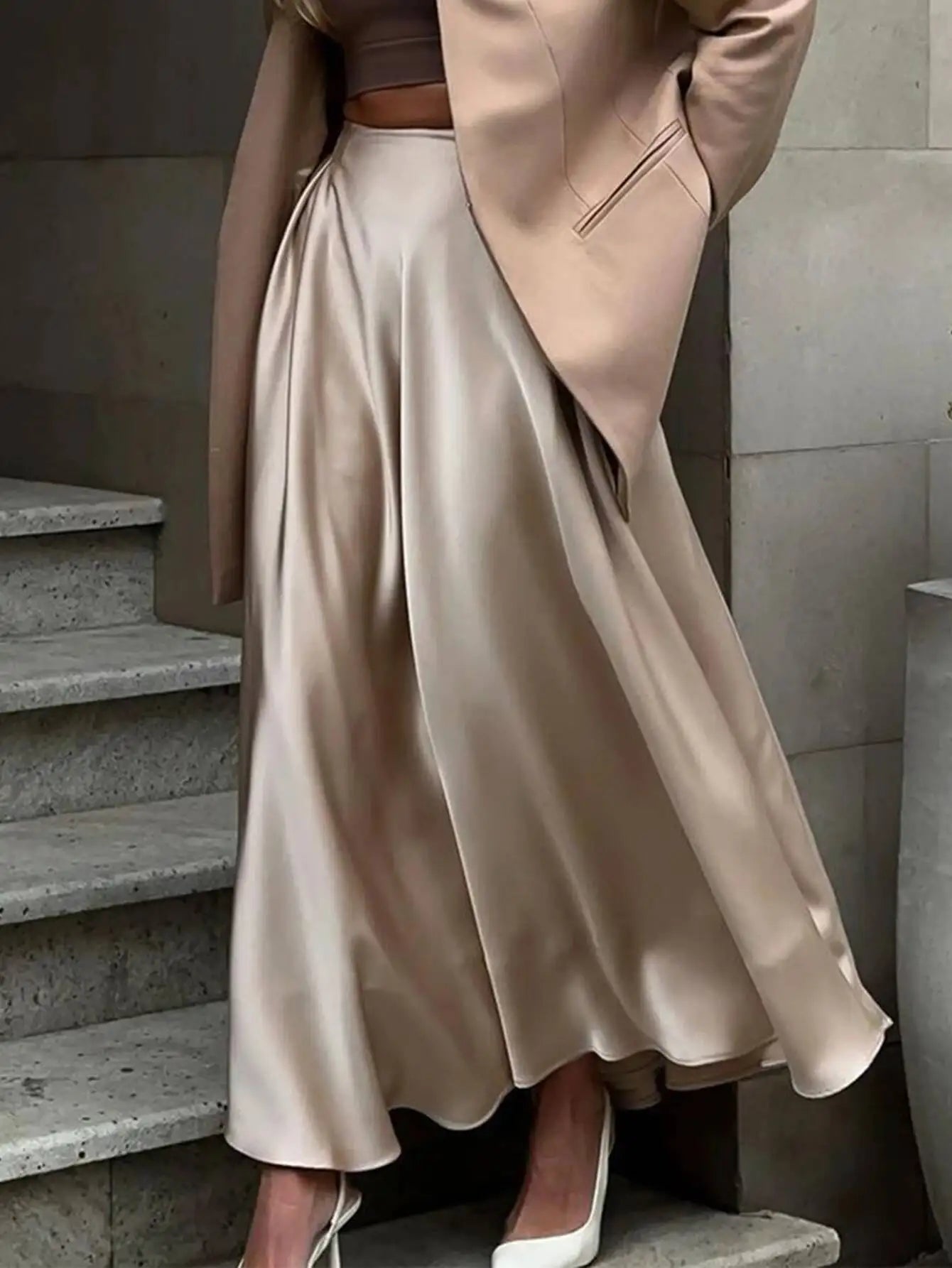 Sexy fashion maxi satin skirt women summer high waist long skirts elegant black white party skirt for woman clothing streetwear GONZALES ONLINE SHOP