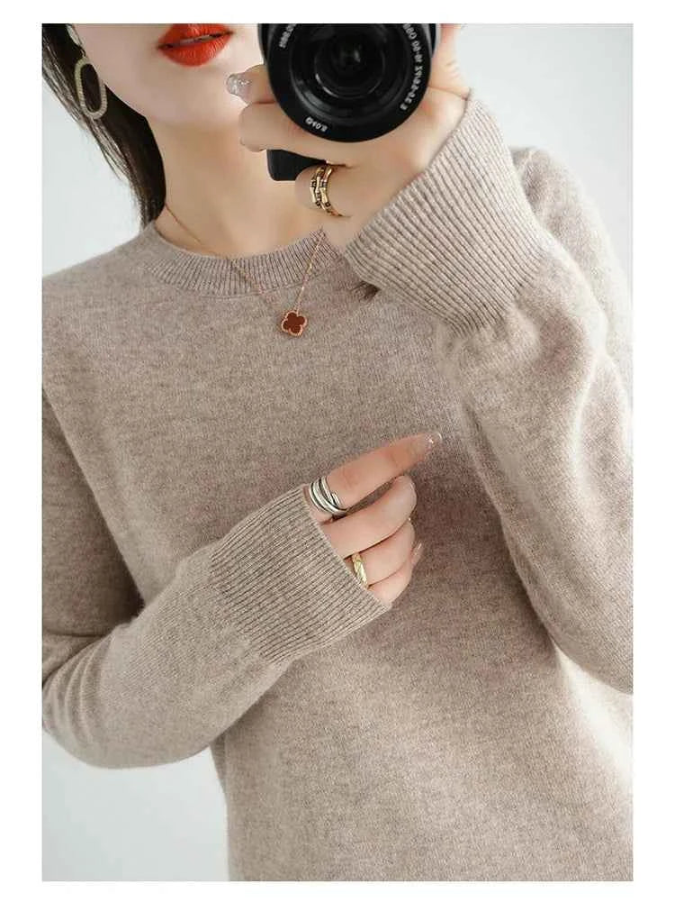 Autumn And Winter Cashmere Sweater Women's Crew Neck Pullover Casual Knitted Top Women's Short Undercoat Fashion 18 Colors