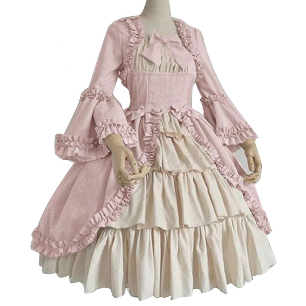 Elegant Medieval Retro Gothiced Court Lolita Dress Ball Dress Square Neck Tight Waist Bowknot Women Costume Vestido Dress GONZALES ONLINE SHOP