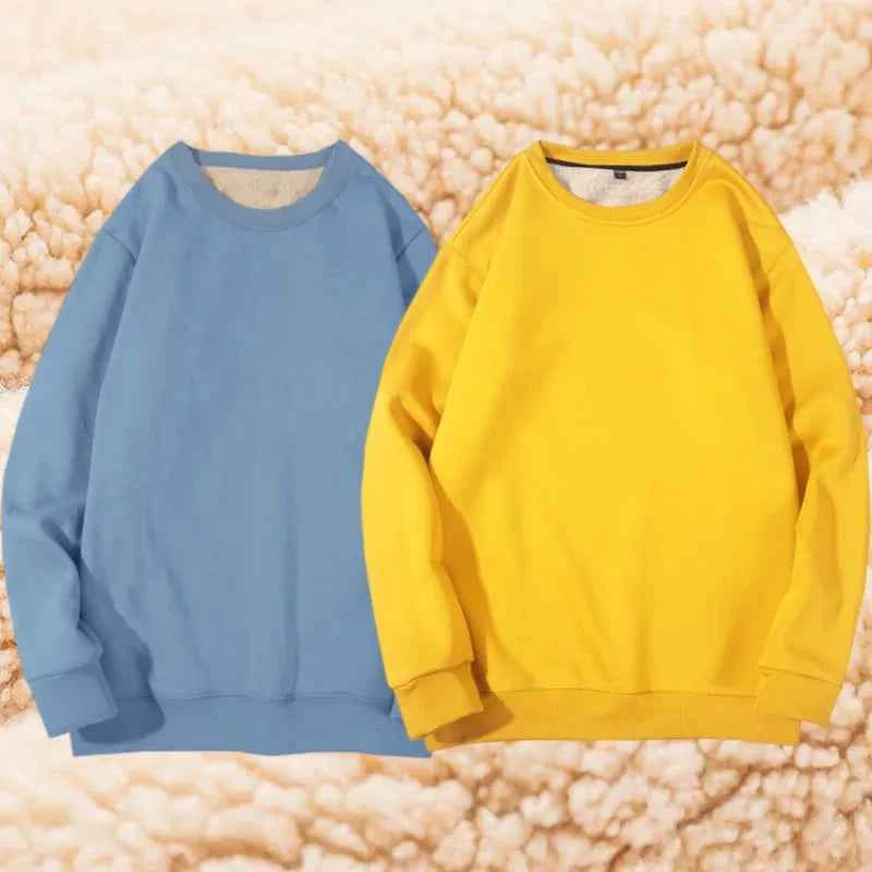 Lamb Velvet Hoodie Men's Thickened Fleece round Neck Casual Versatile Teenage Warm Top Lamb Velvet Jacket Winter Fashion