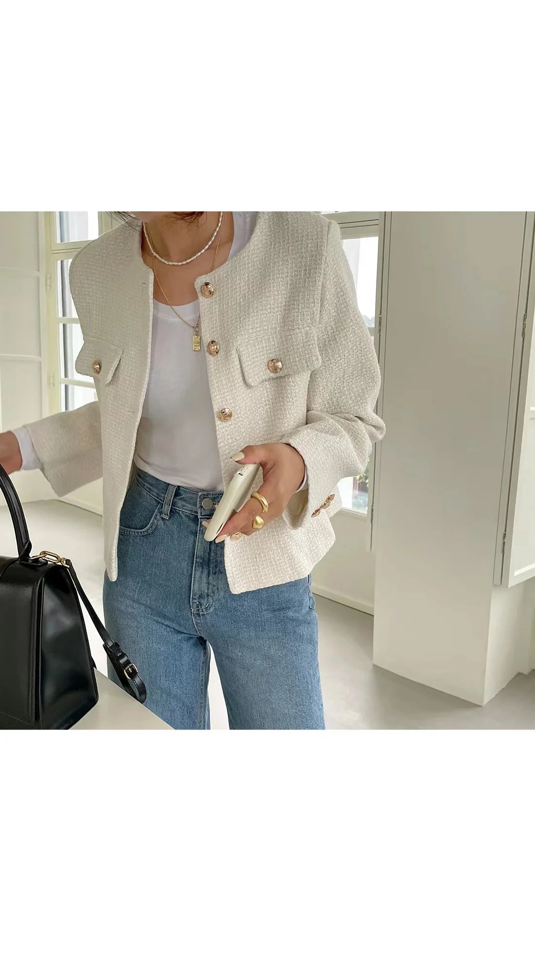 Korean Style Chic Women's Suit Jacket Autumn and Winter New French Style Elegant Short Coat Solid All-match Office Lady Suit Top GONZALES ONLINE SHOP