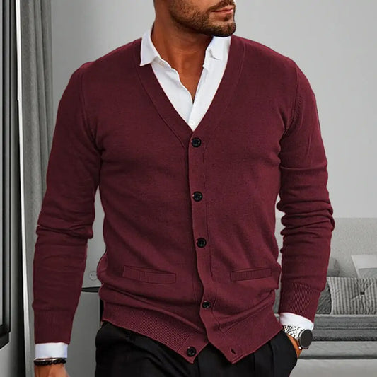 New Autumn Winter Men Casual V-Neck Cardigan Sweaters Solid Cotton Harmont Embroidery Long Sleeve Business Jerseys GONZALES ONLINE SHOP