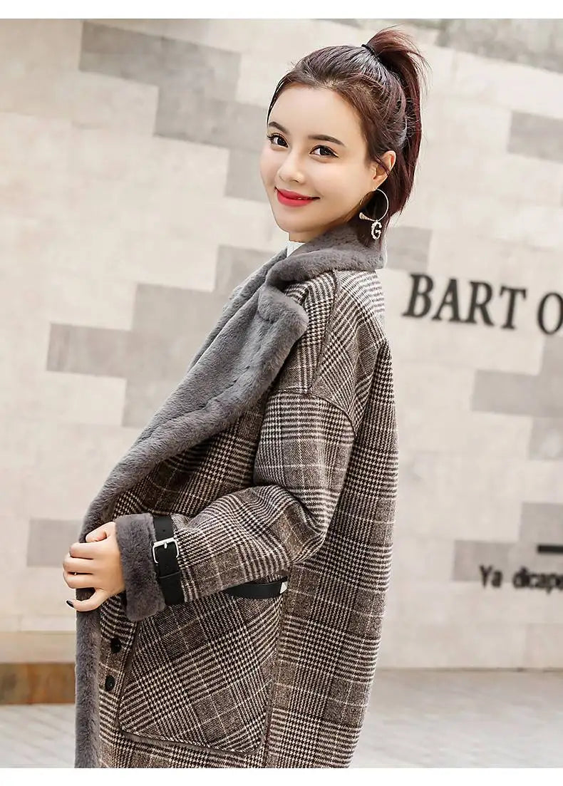 Coat Loose Women Woolen s Elegant Female Korean Chic Casual Long Fashion Warm Overcoat GONZALES ONLINE SHOP